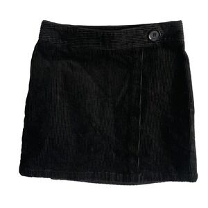 Sky & Sparrow Black Corduroy Mini Skirt Womens XS Button Front Closure